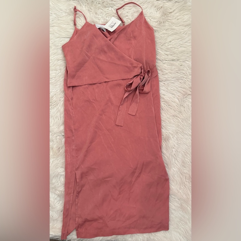 Pink Wrap dress with Tie front Detail